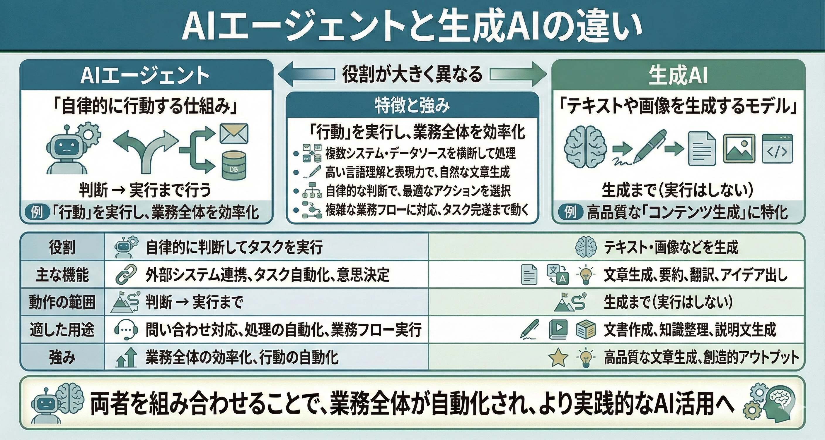 AIエージェントと生成AIの違い