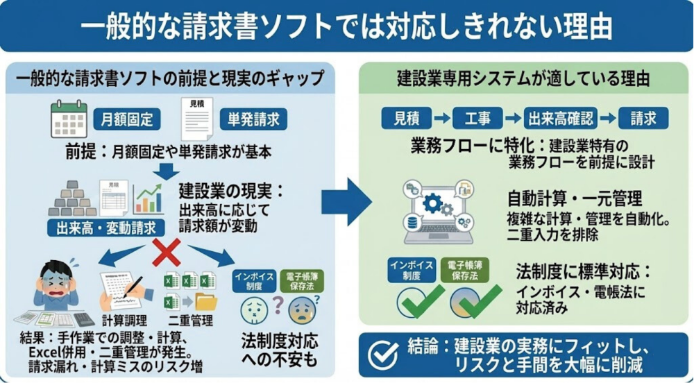 一般的な請求書ソフトでは対応しきれない理由
