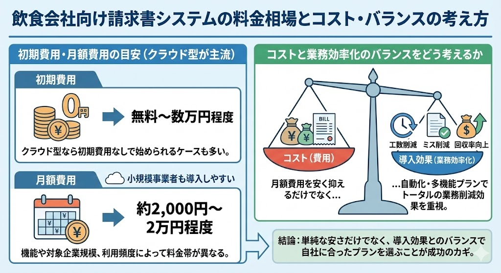 飲食会社向け請求書システムの料金相場