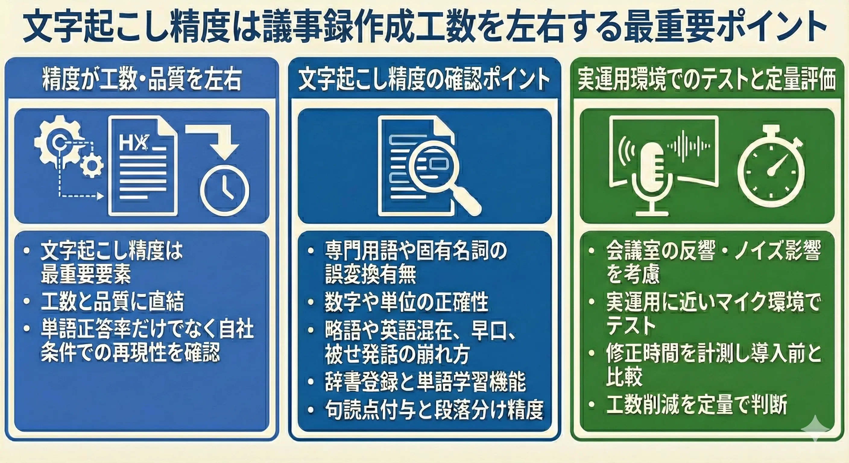 文字起こし精度は議事録作成工数を左右する最重要ポイント