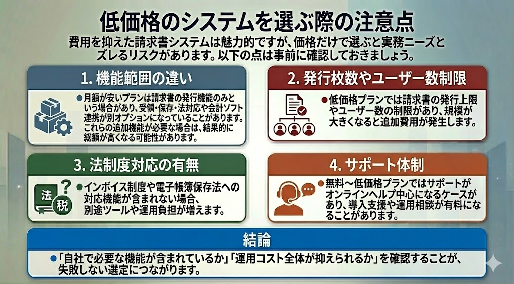 低価格のシステムを選ぶ際の注意点