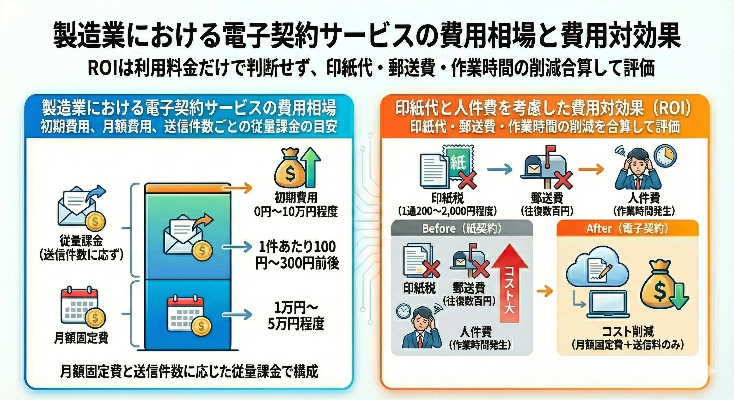製造業における電子契約サービスの費用相場