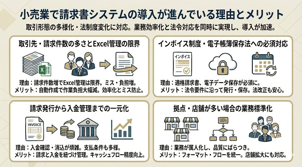 小売業で請求書システムの導入が進んでいる理由とメリット