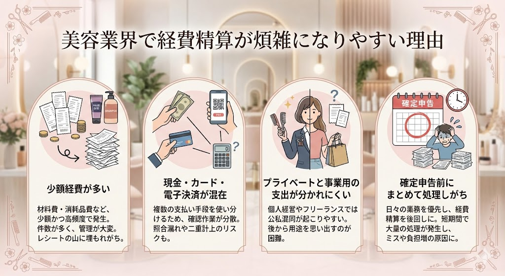美容業界で経費精算が煩雑になりやすい理由