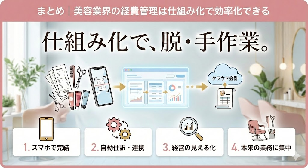 まとめ｜美容業界の経費管理は仕組み化で効率化できる