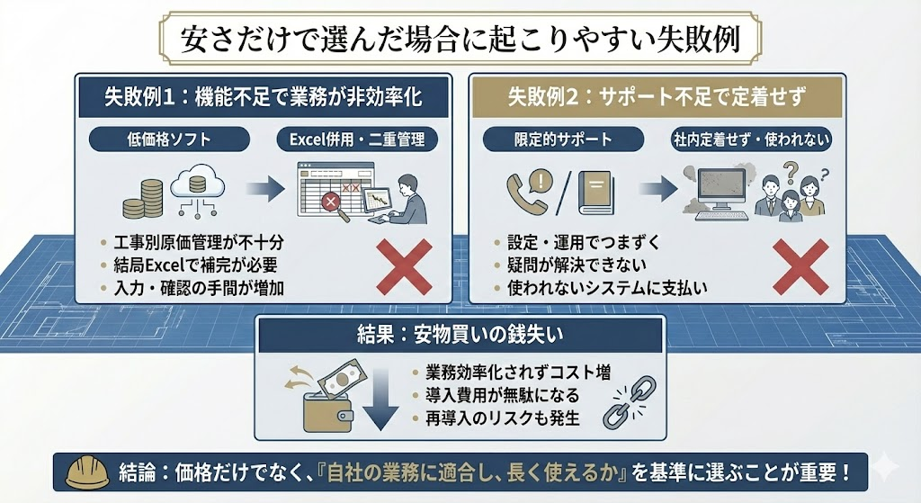 安さだけで選んだ場合に起こりやすい失敗例