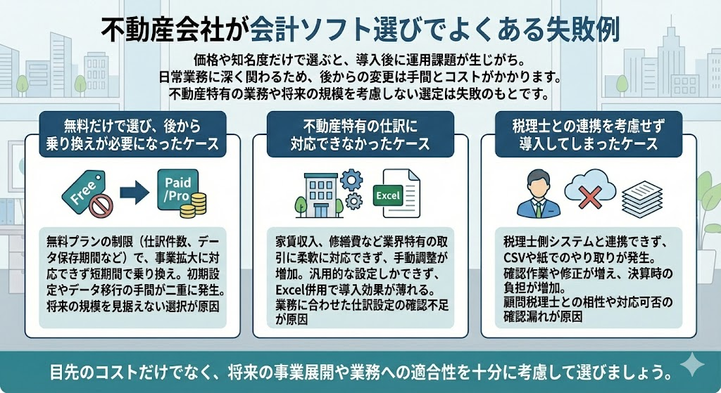 不動産会社が会計ソフト選びでよくある失敗例