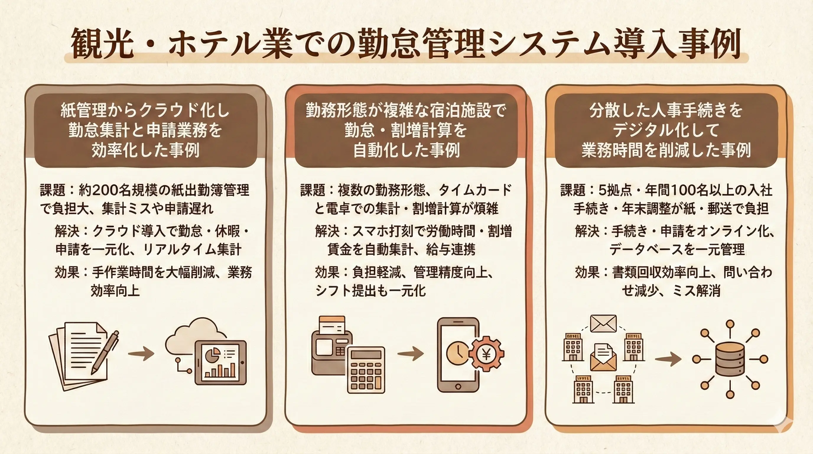 観光・ホテル業での勤怠管理システム導入事例