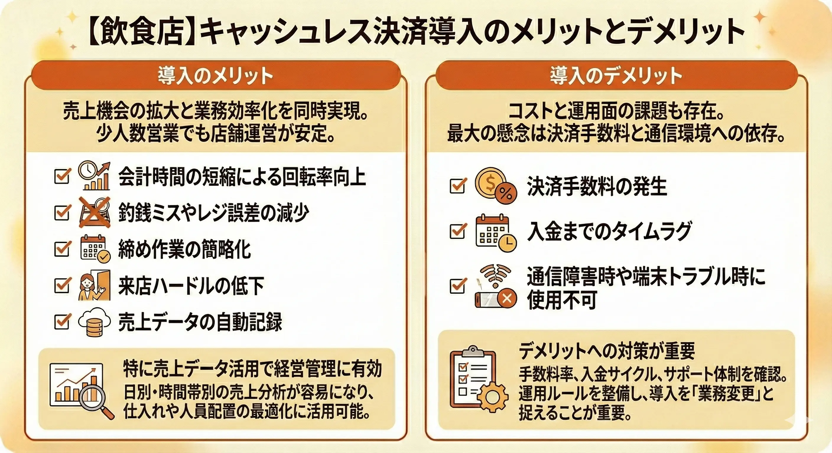 飲食店のキャッシュレス決済導入のメリット・デメリット