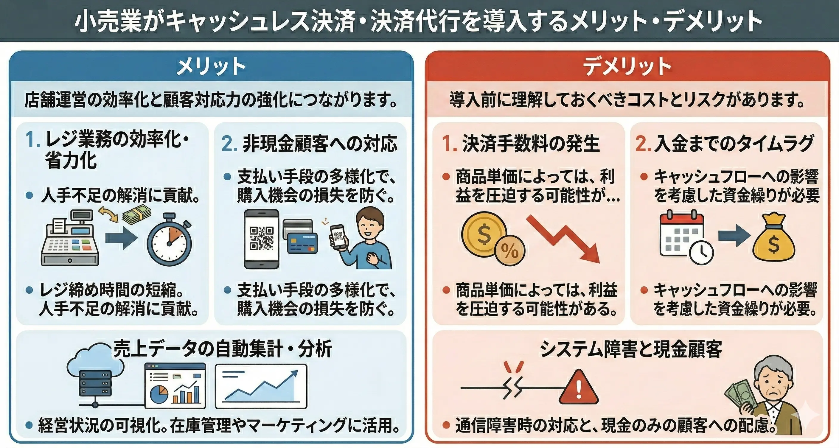 小売業がキャッシュレス決済・決済代行を導入するメリット・デメリット