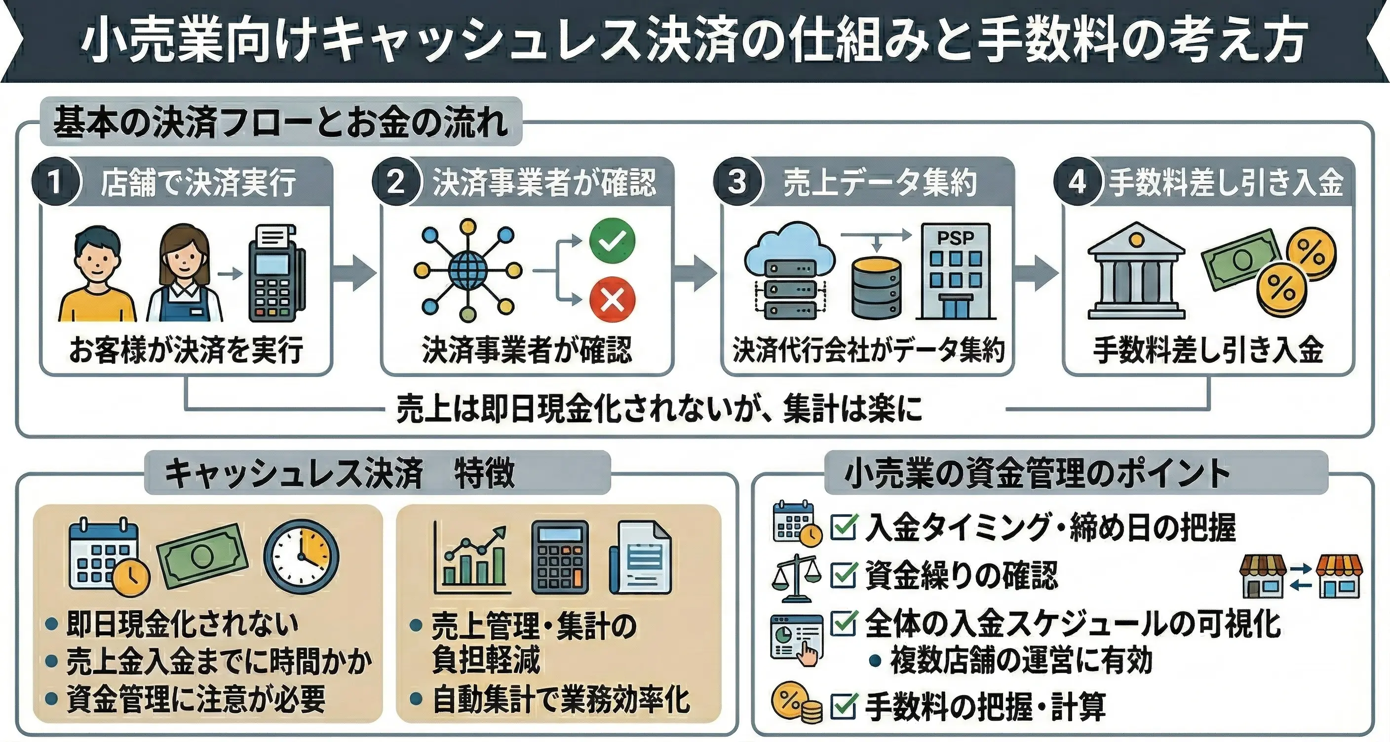 小売業向けキャッシュレス決済の仕組みと手数料の考え方