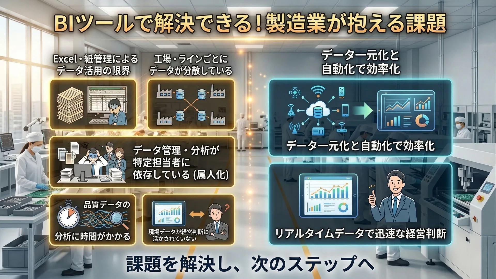 製造業が抱える課題｜BIツールで解決が望める！