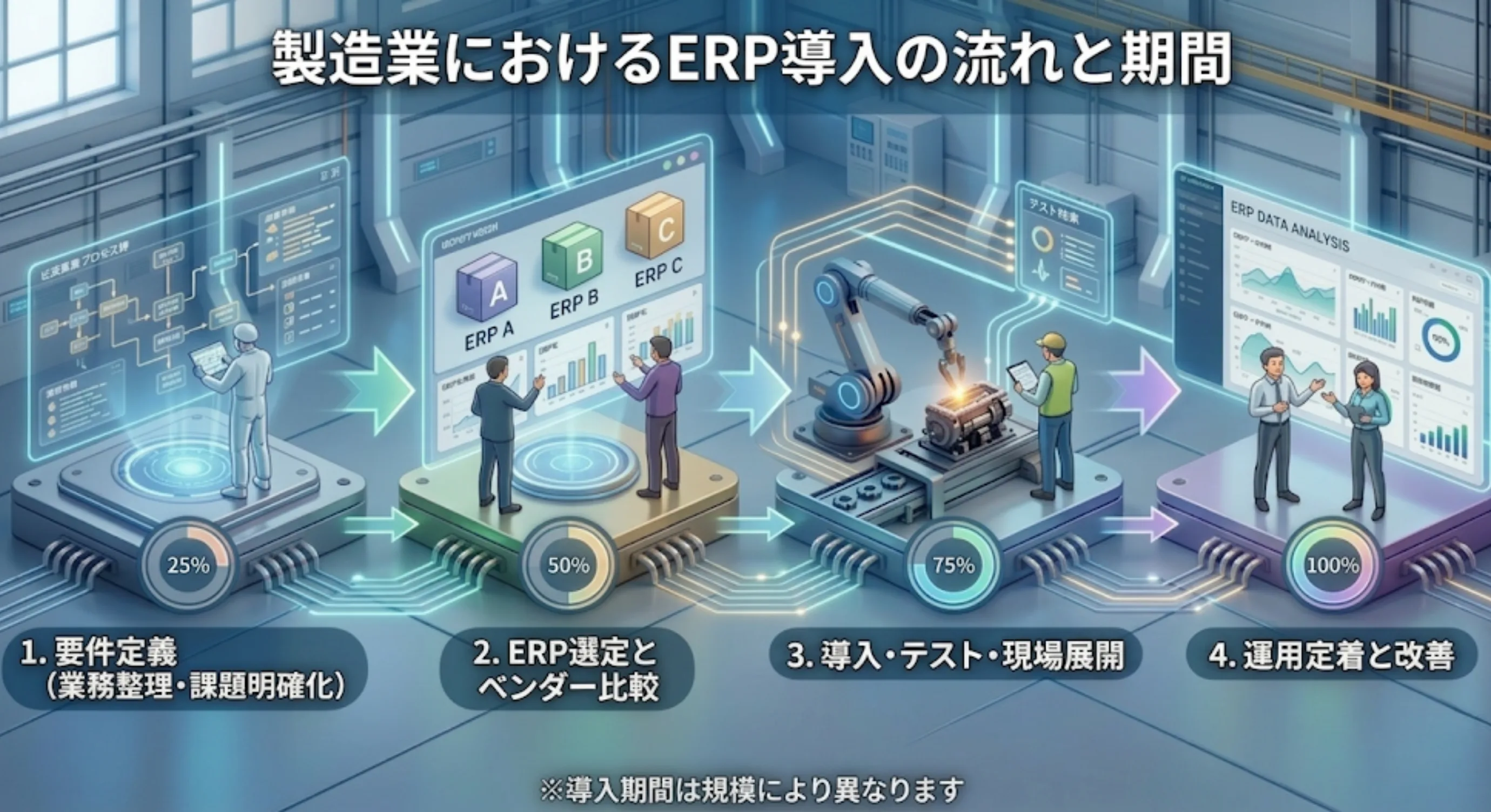 製造業におけるERP導入の流れと期間