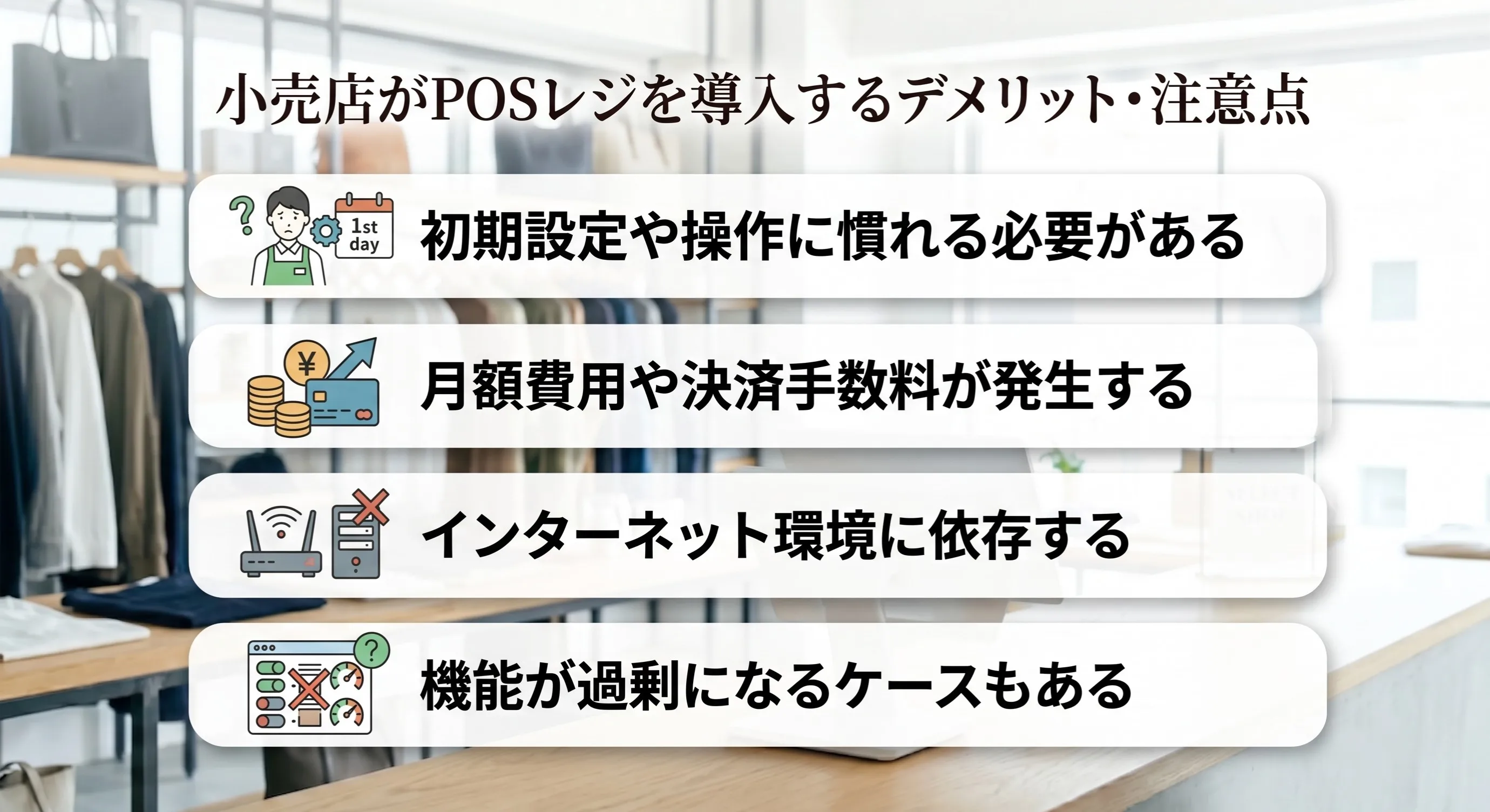 小売店がPOSレジを導入するデメリット・注意点