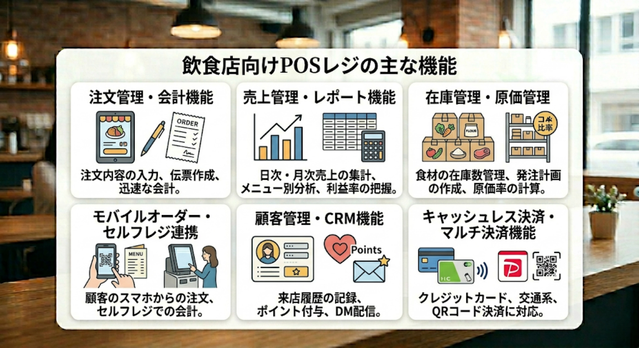 飲食店向けPOSレジの主な機能