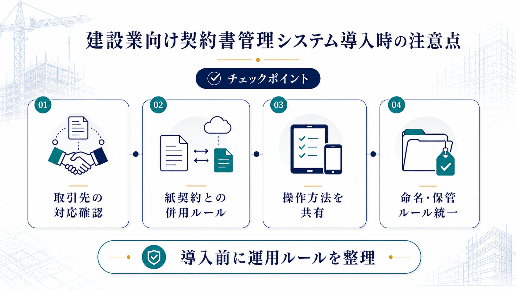 建設業向け契約書管理システムを導入する際の注意点