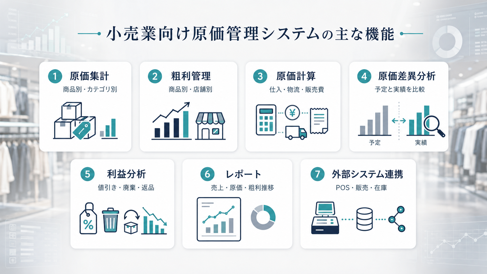 小売業向け原価管理システムの主な機能