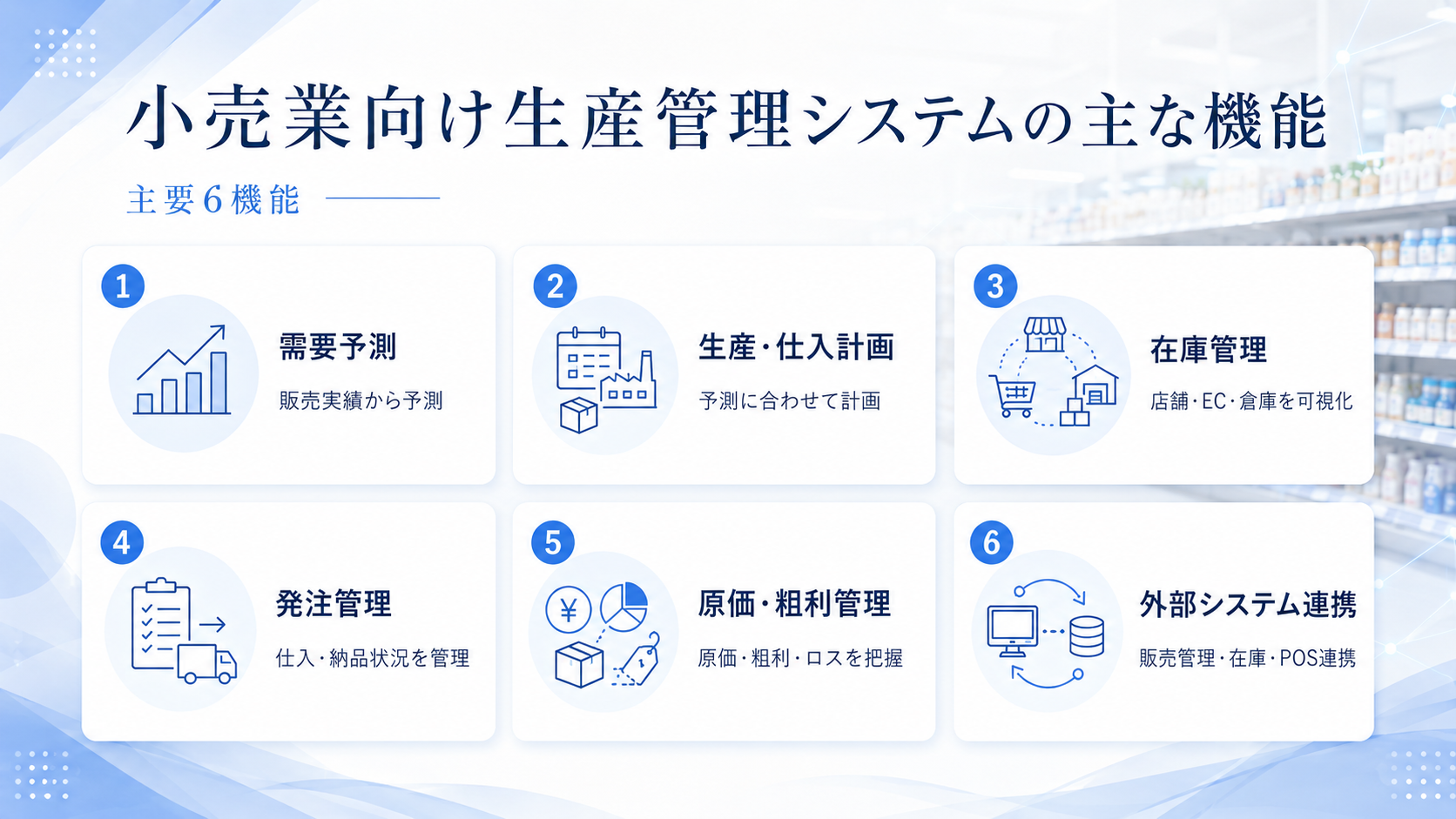 小売業向け生産管理システムの主な機能