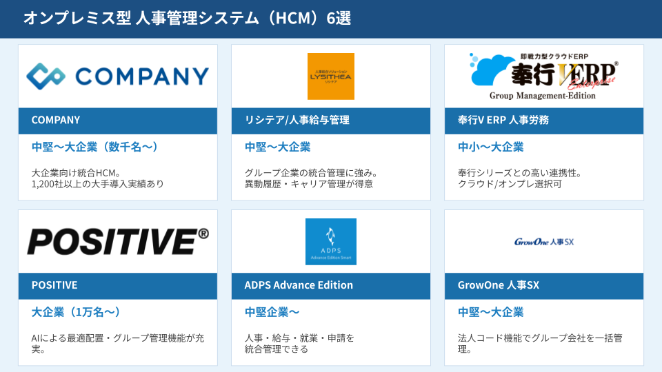 オンプレミス型の人事管理システム6選
