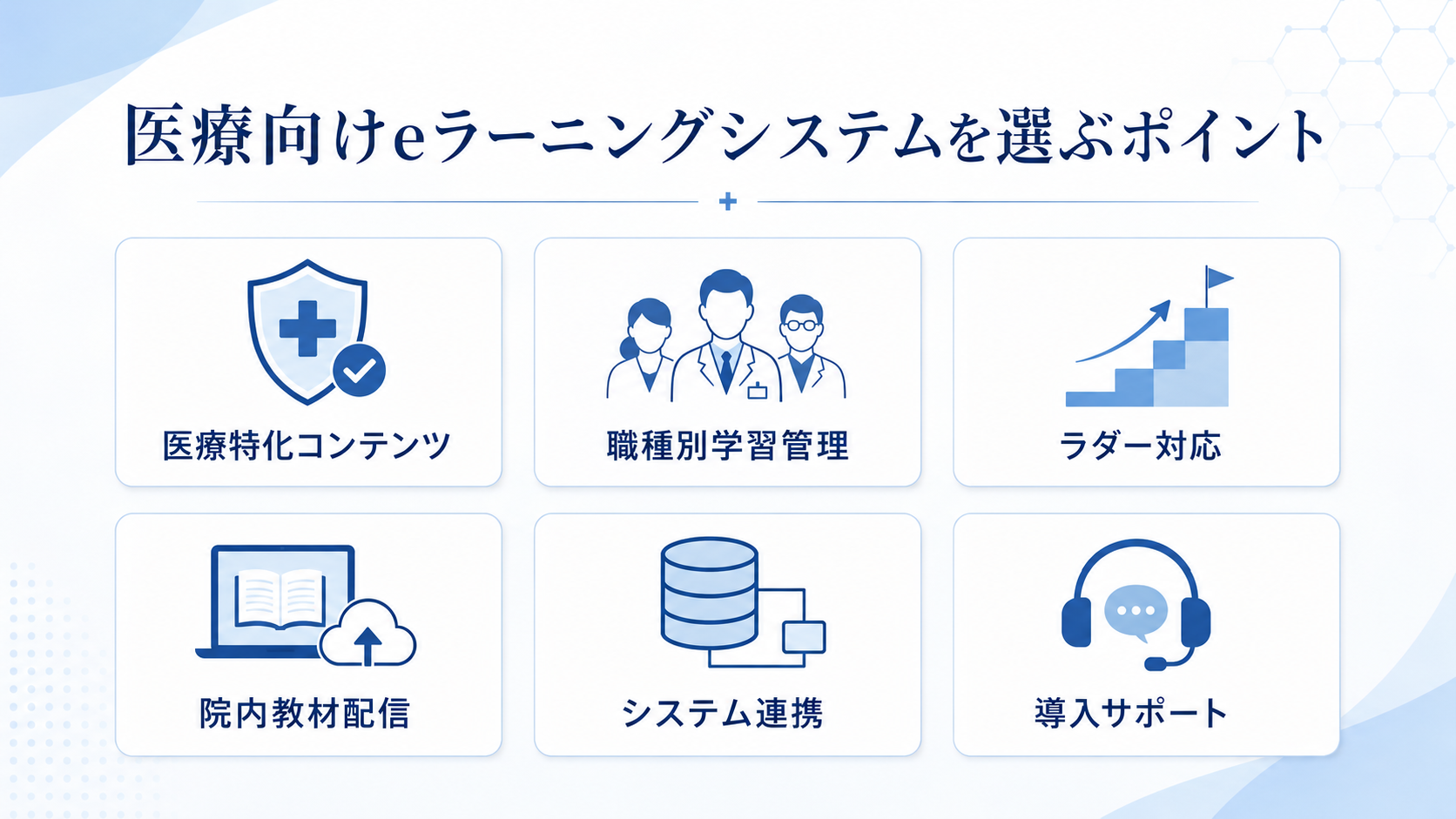 医療業界向けeラーニングシステムを選ぶポイント