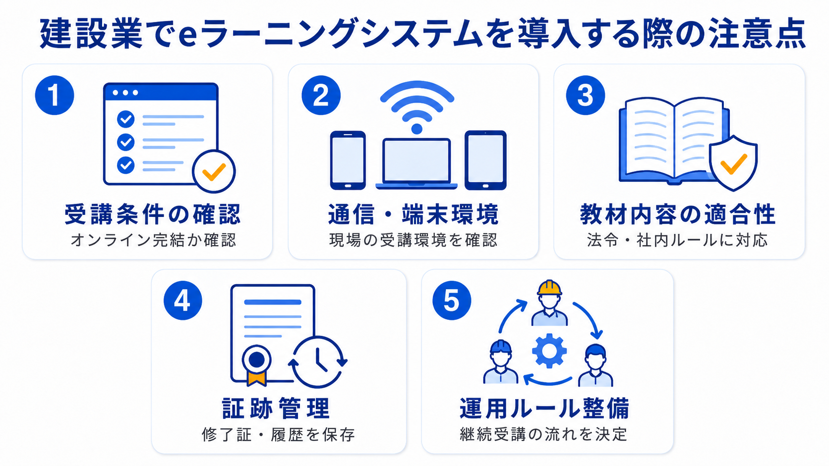 建設業でeラーニングシステムを導入する際の注意点