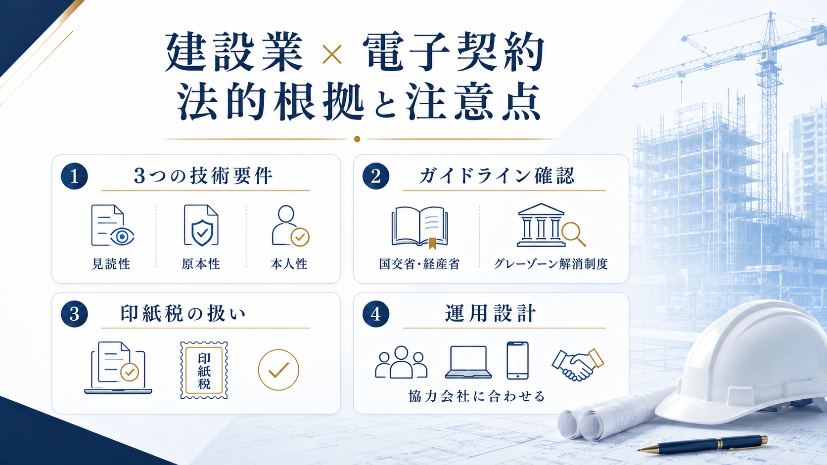 建設業で電子契約サービスを利用する際の法的根拠と注意点