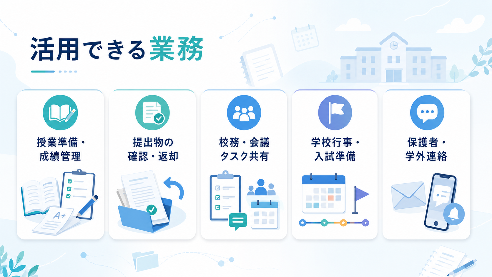 教育機関でタスク管理ツールを活用できる業務