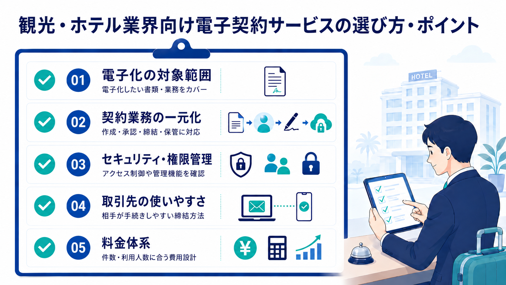 観光・ホテル業界向け電子契約サービスの選び方・ポイント