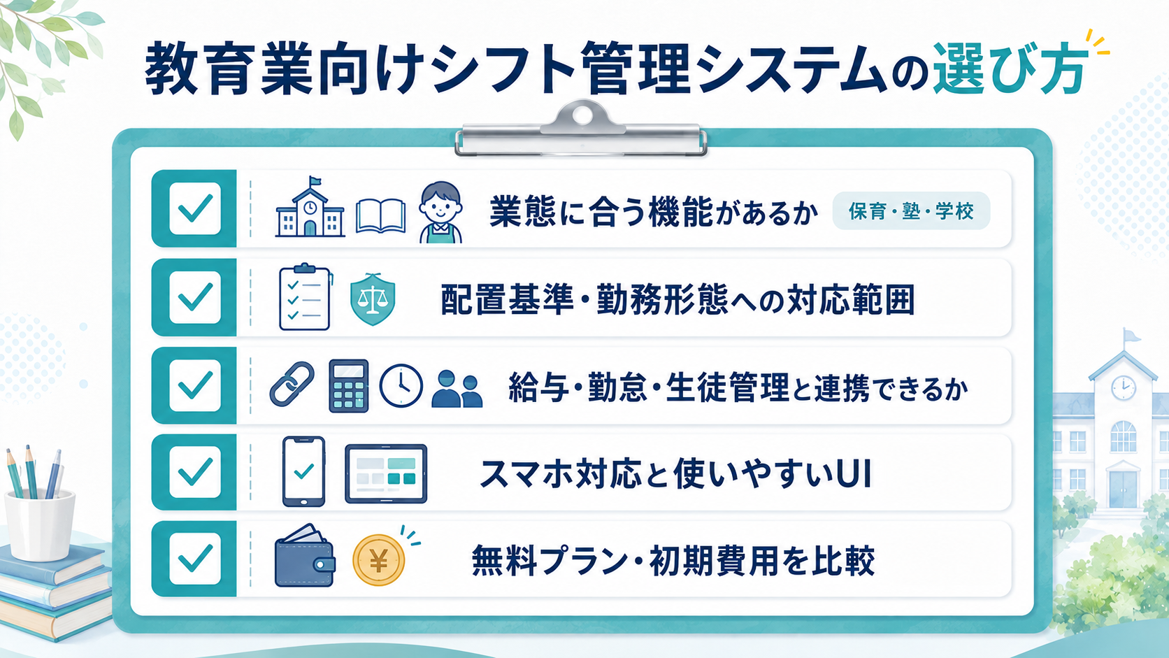 教育業向けシフト管理システムの選び方