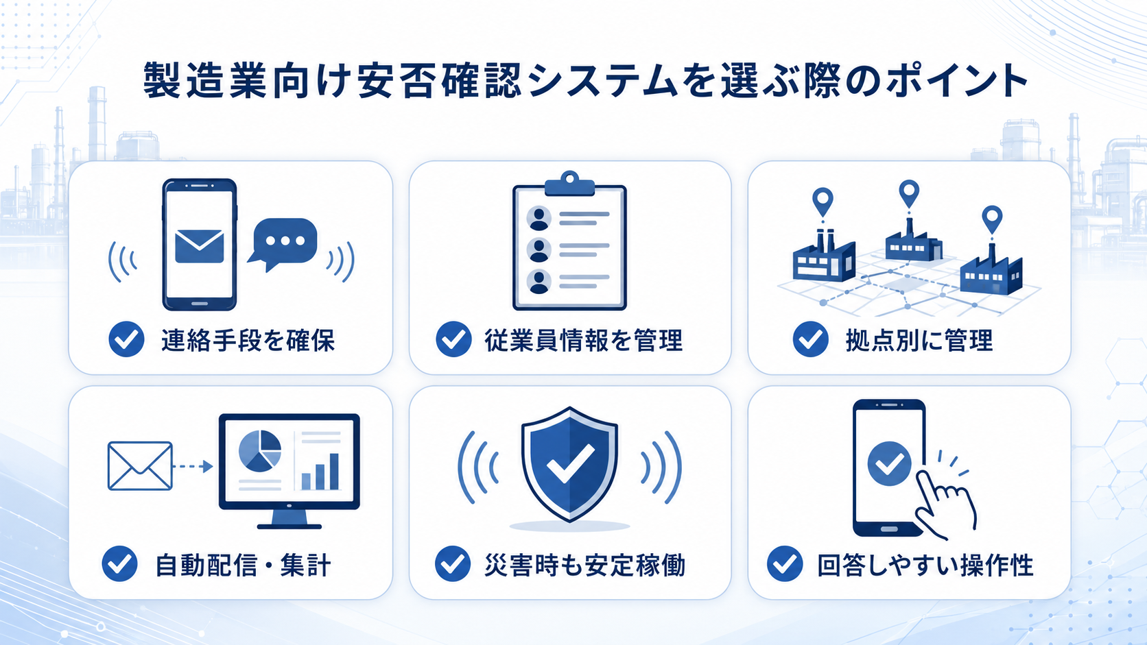 製造業向け安否確認システムを選ぶ際のポイント