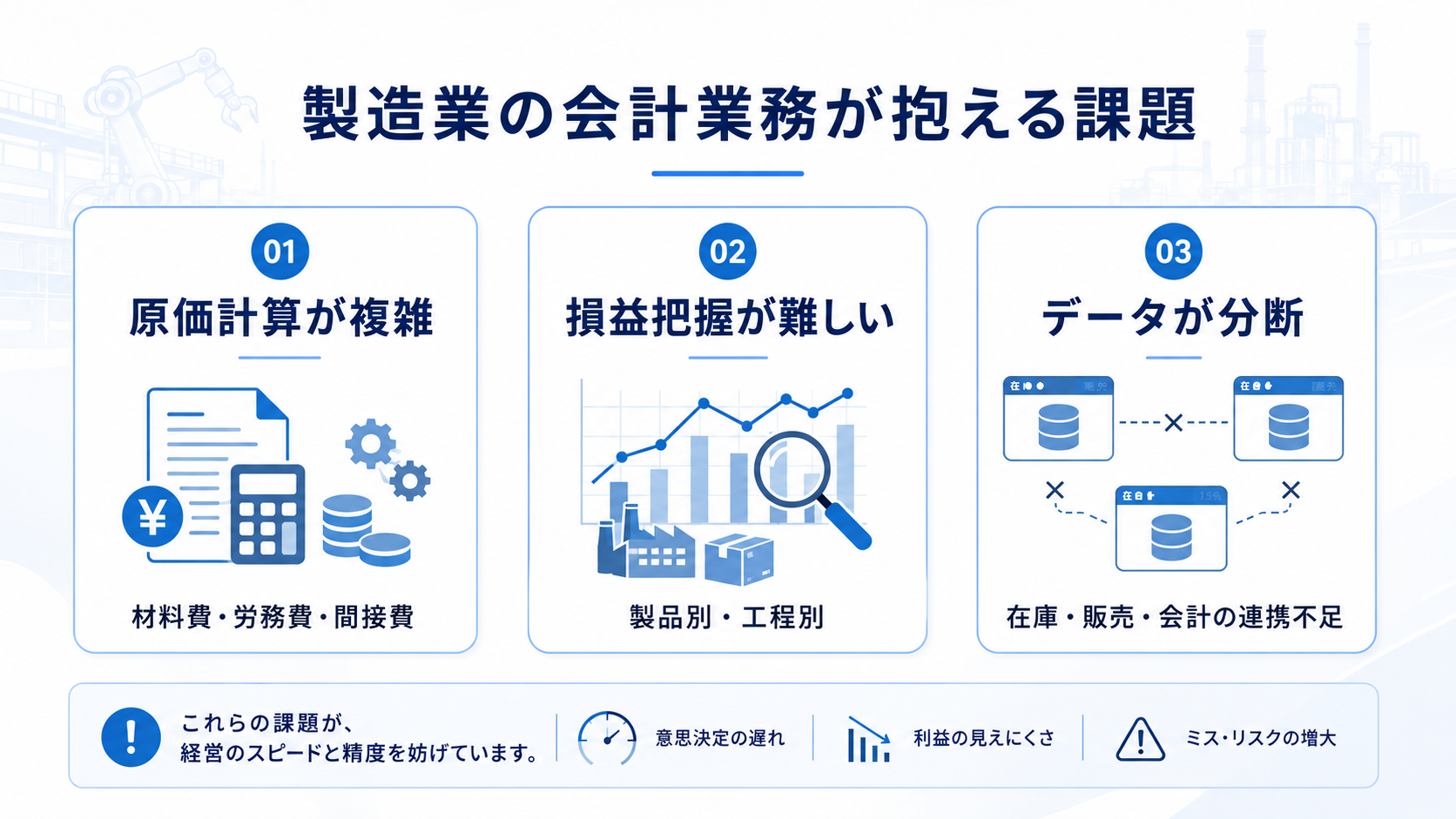 製造業の会計業務が抱える課題とは