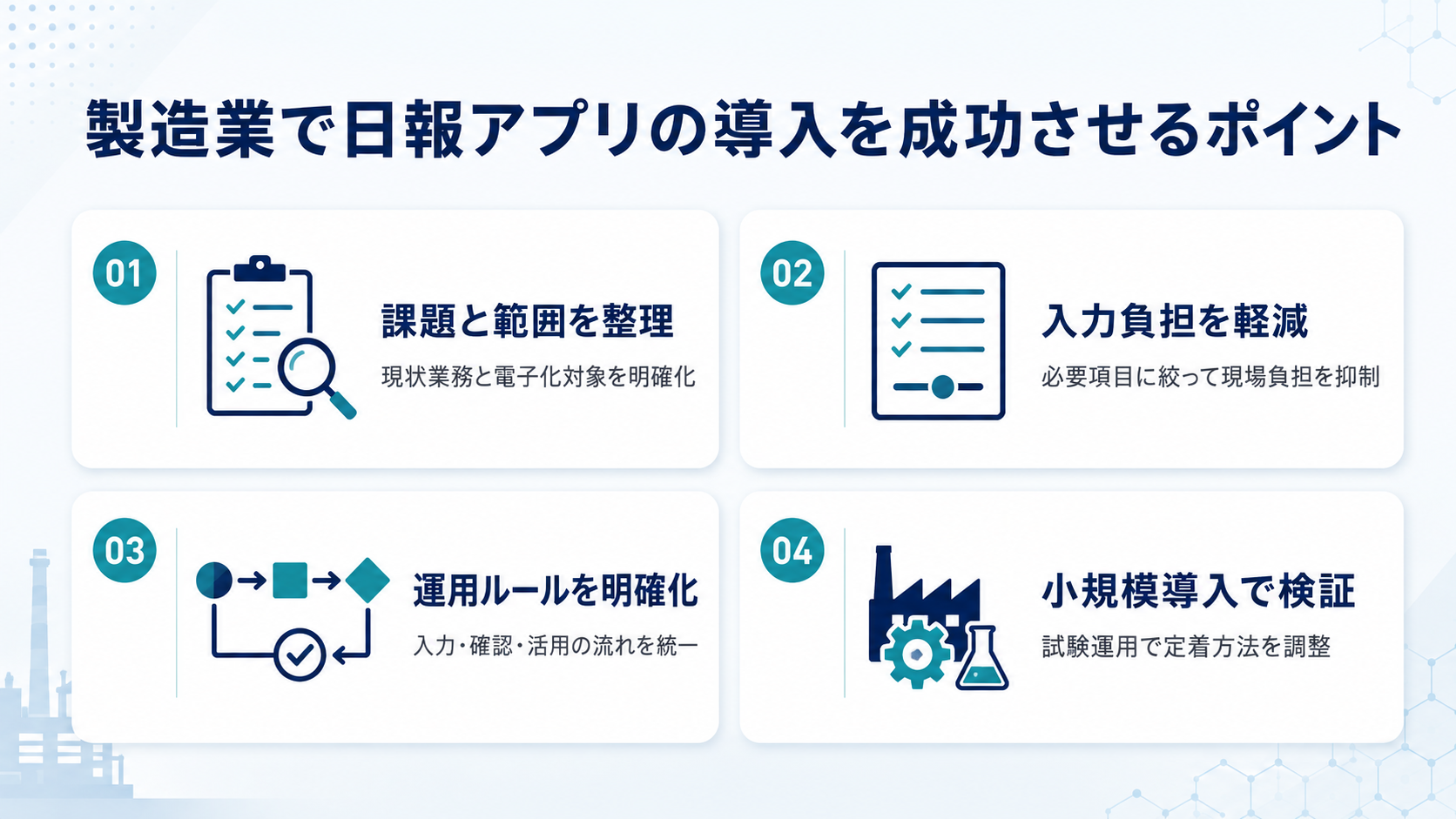 製造業で日報アプリの導入を成功させるポイント