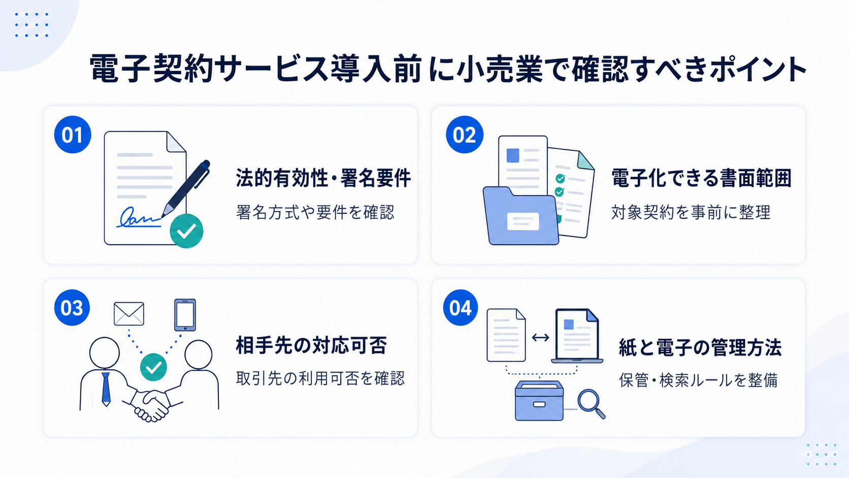 子契約サービス導入前に小売業で確認すべきポイント
