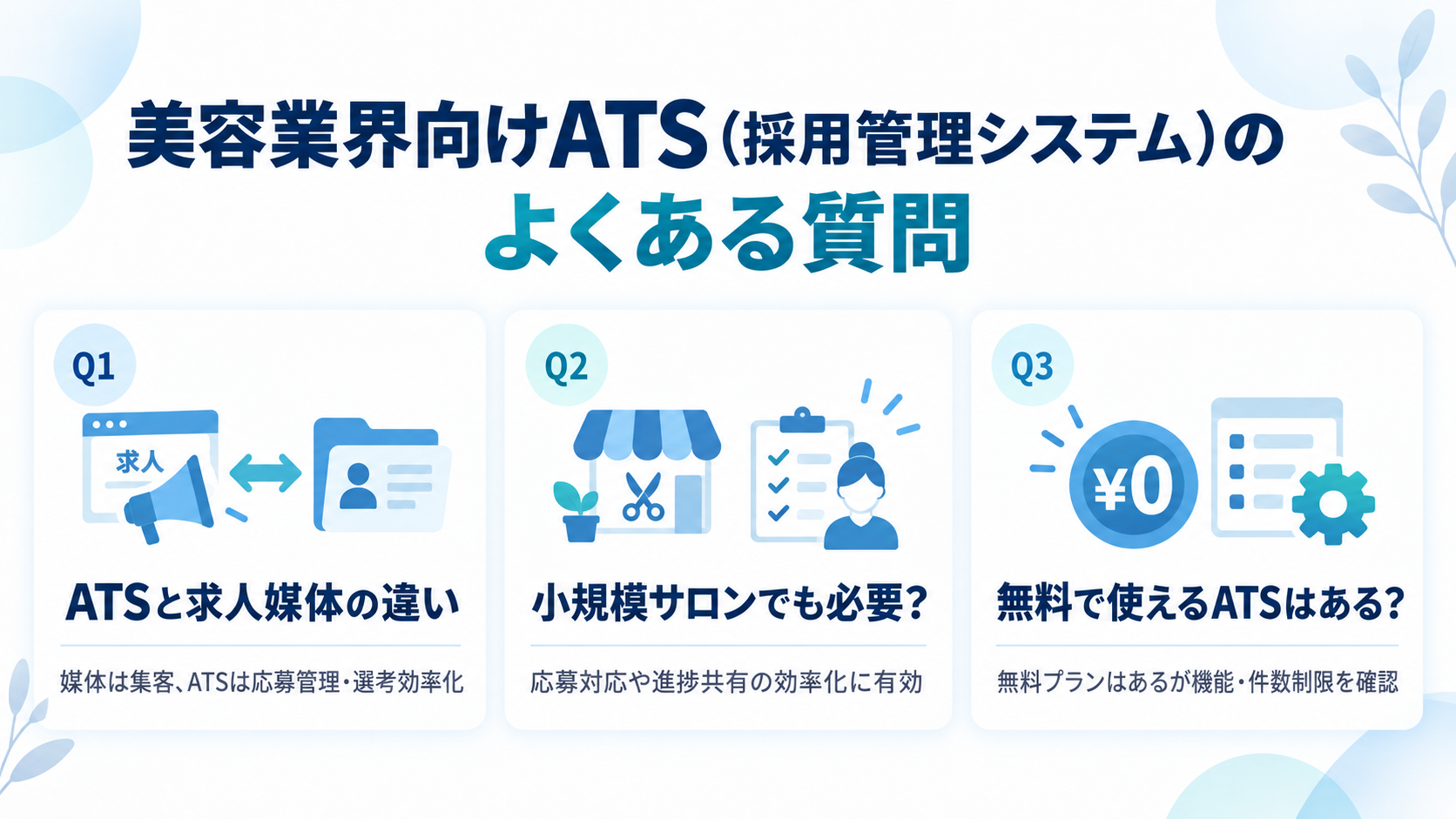 美容業界向けATS(採用管理システム)のよくある質問