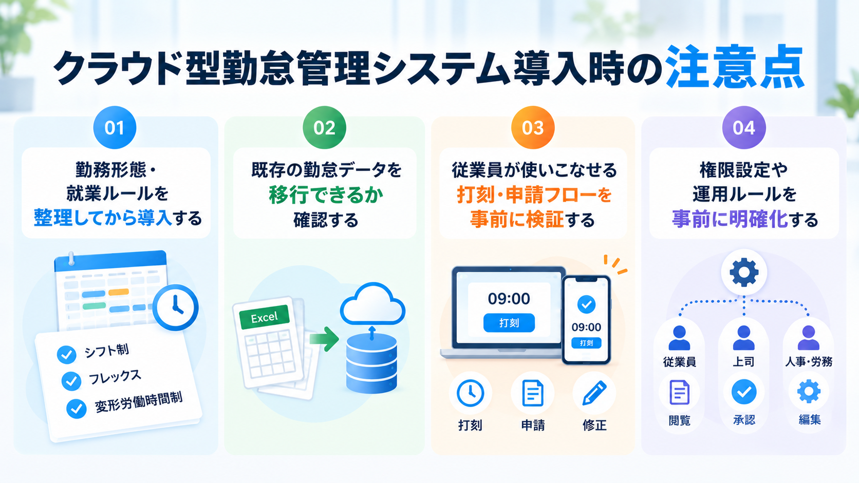 クラウド型勤怠管理システム導入時の注意点