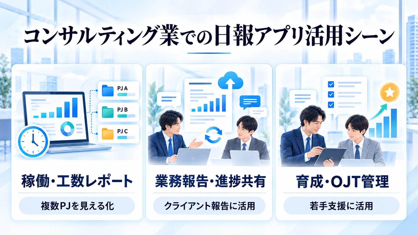 コンサルティング業での日報アプリ活用シーン