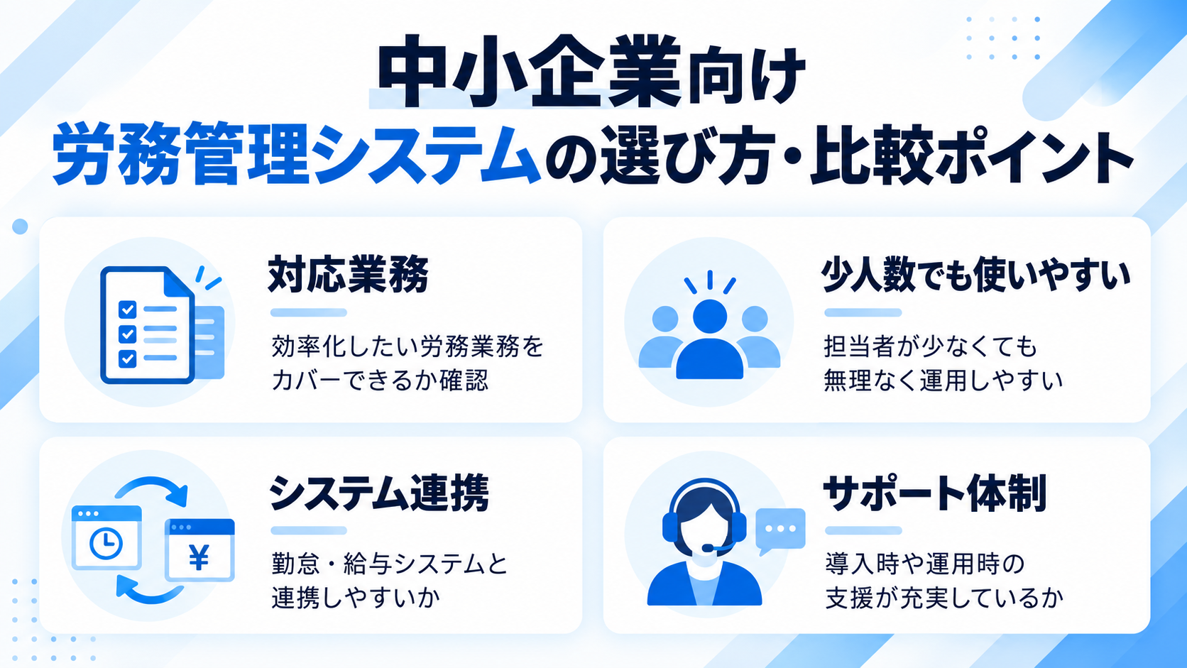 中小企業向け労務管理システムの選び方・比較ポイント